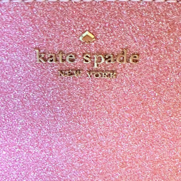 Kate Spade Mini Glitter Dome Cosmetic Bag Pink Zipper Closure Makeup Case - Picture 8 of 14
